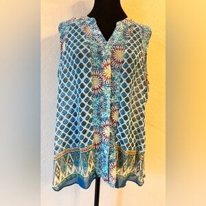 Roz & Ali Sleeveless Boho Blouse Size L